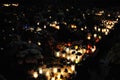 Candle lights on graves in cemetery in Poland on All SaintsÃ¢â¬â¢ Day or All SoulsÃ¢â¬â¢ Day or Halloween or Zaduszk